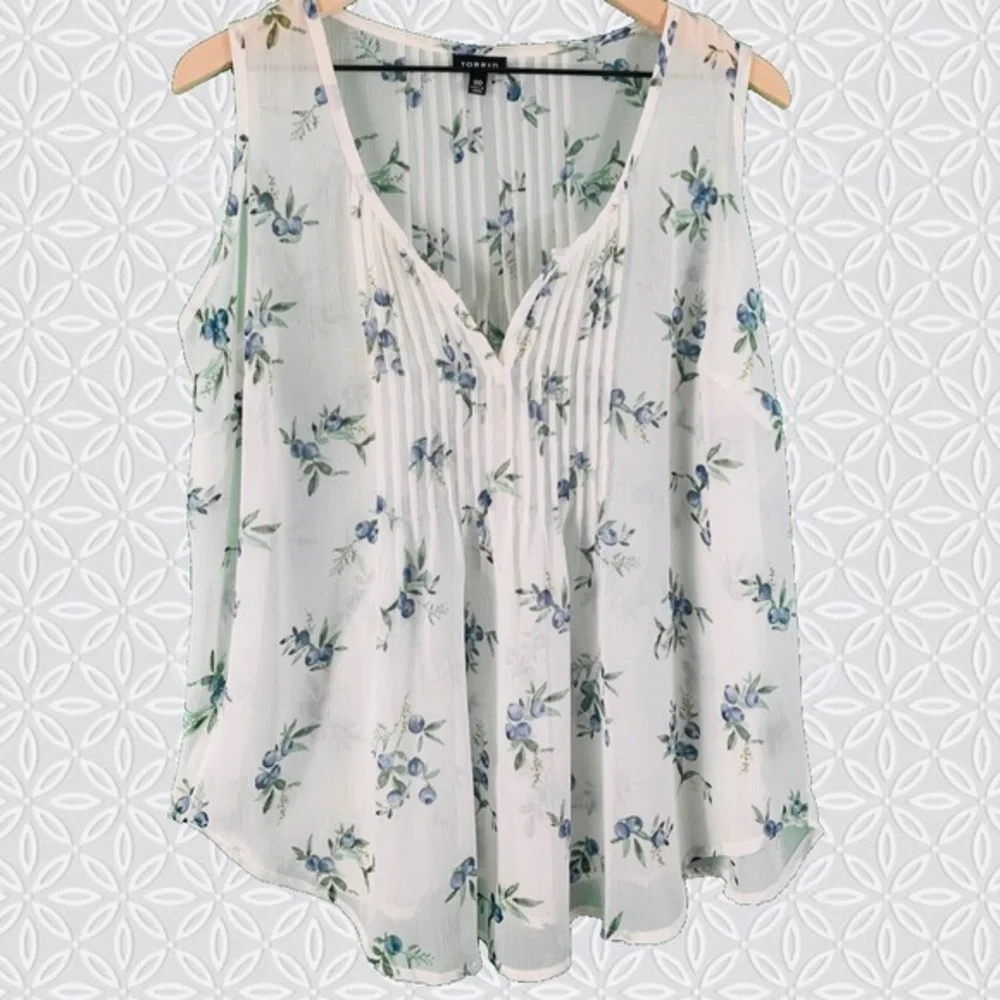 TORRID sleeveless baby doll top white chiffon Size 3 - Picture 2 of 9